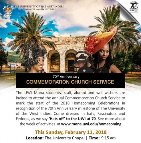 70th Anniversary Commemoration Church Service:  Hats-off to the UWI at 70