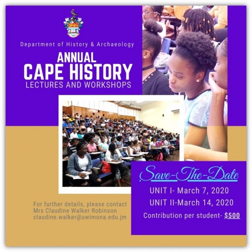 Department of History and Archaeology- Annual CAPE History Lectures and Workshops